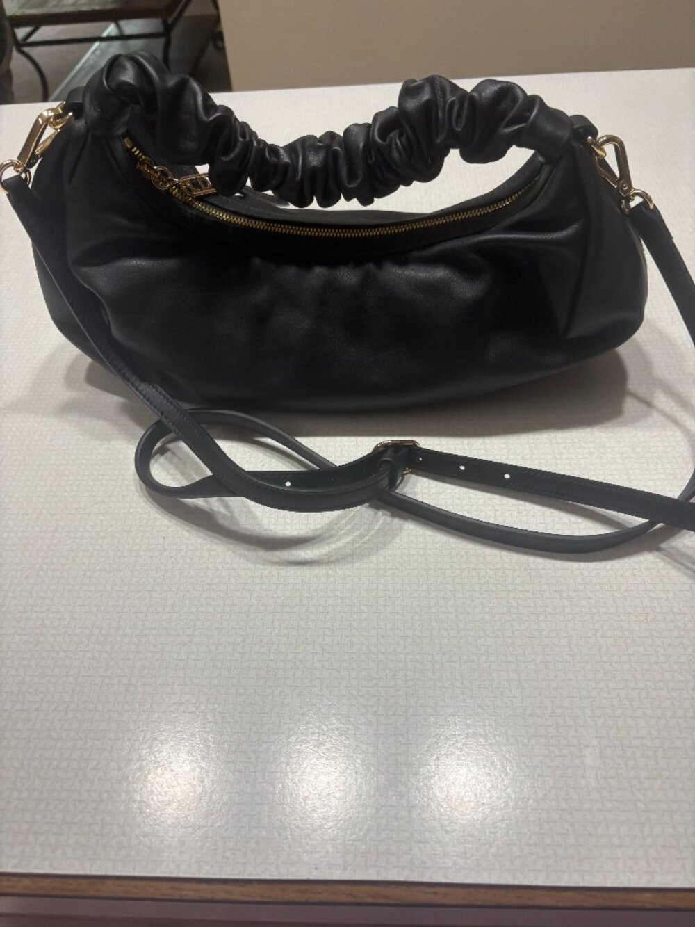 NWOT LDT Monroe Black Soft Flexible Leather Satchel/Crossbody